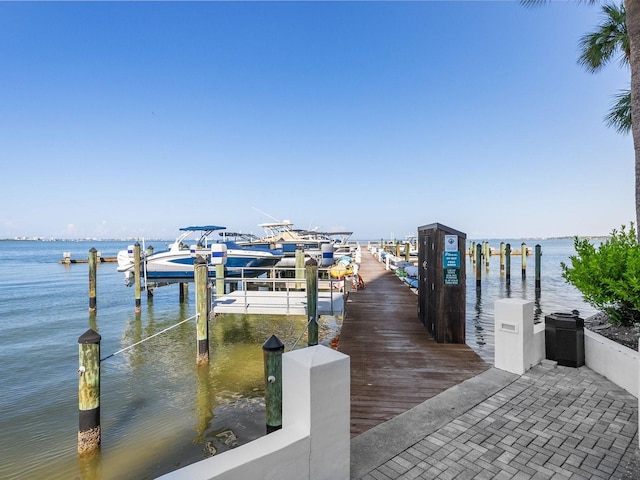 view of dock featuring a water view