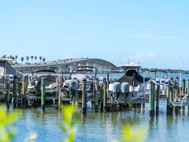 view of dock featuring a water view