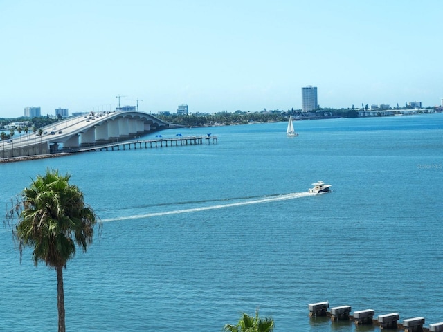 property view of water with a city view