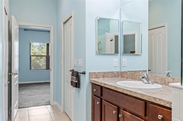 bathroom with vanity and tile patterned floors