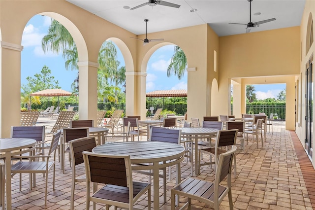 view of patio / terrace with ceiling fan