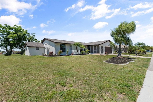 6912 Kenwood Dr, North Port, FL 34287 - ranch-style house with a garage and a front lawn