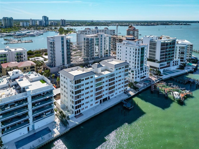 226 Golden Gate Pt Unit 64, Sarasota, FL 34236 - bird's eye view with a city view and a water view
