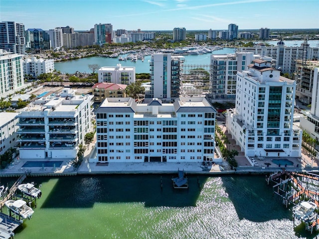226 Golden Gate Pt Unit 64, Sarasota, FL 34236 - bird's eye view with a city view and a water view
