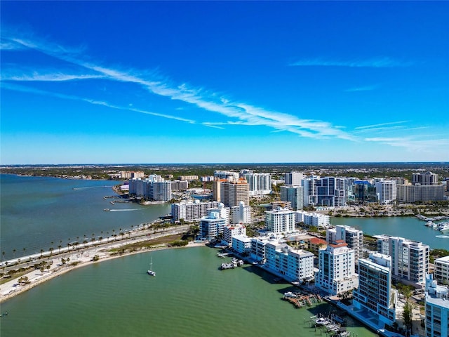226 Golden Gate Pt Unit 64, Sarasota, FL 34236 - bird's eye view with a city view and a water view