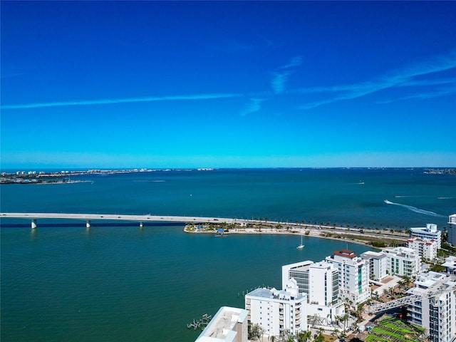 226 Golden Gate Pt Unit 64, Sarasota, FL 34236 - aerial view featuring a water view