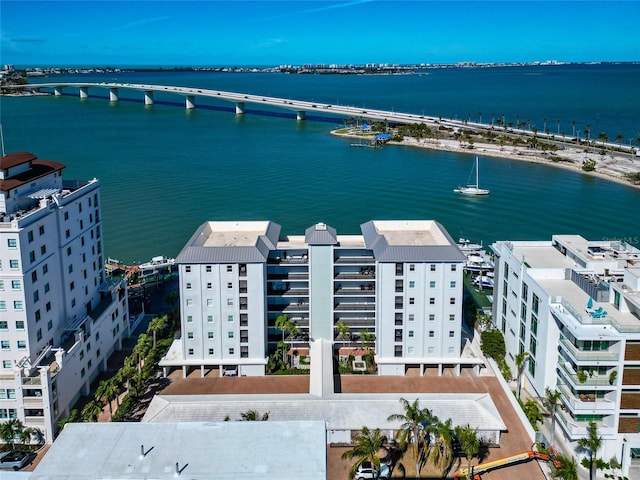 226 Golden Gate Pt Unit 64, Sarasota, FL 34236 - birds eye view of property featuring a water view
