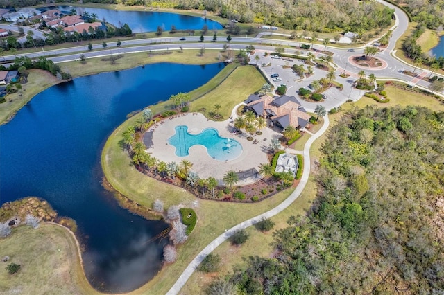 bird's eye view featuring a water view