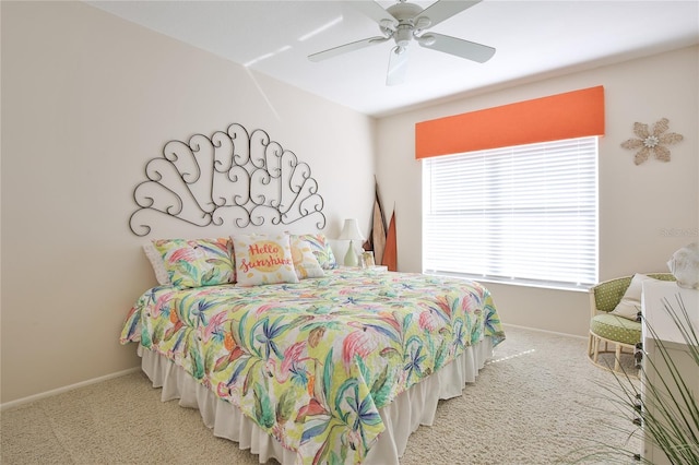 bedroom with carpet and ceiling fan