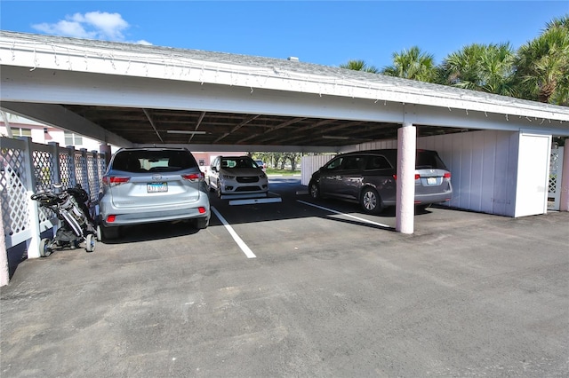 view of car parking featuring a carport