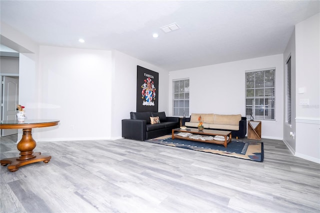 living room featuring light hardwood / wood-style flooring