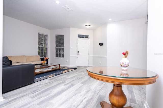 living room featuring light hardwood / wood-style flooring