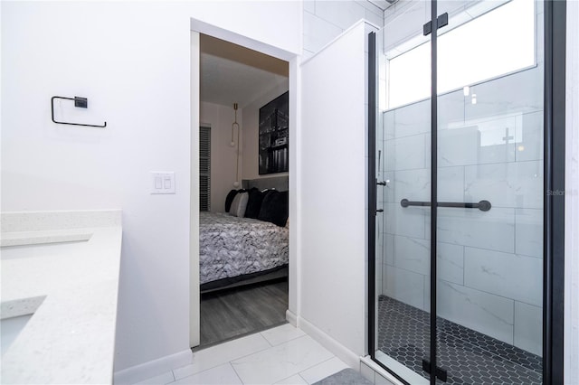 bathroom featuring walk in shower