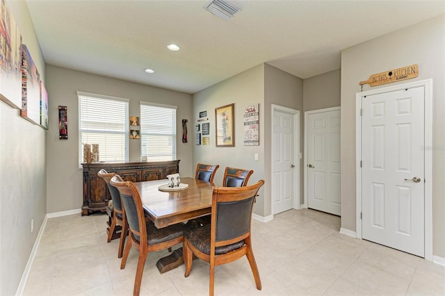 dining room with light tile patterned floors