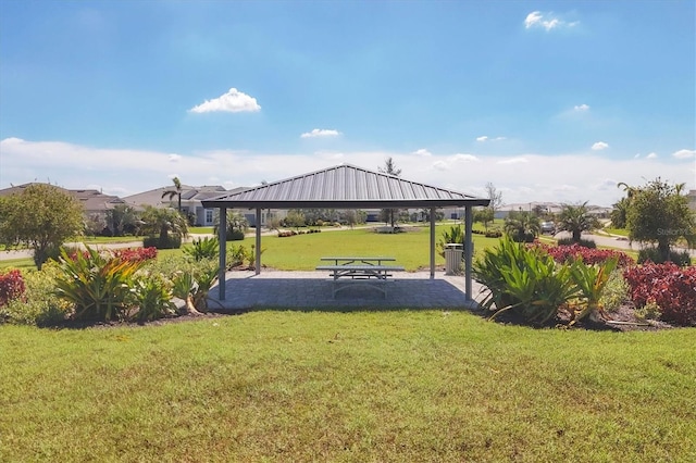 view of yard with a gazebo and a patio area