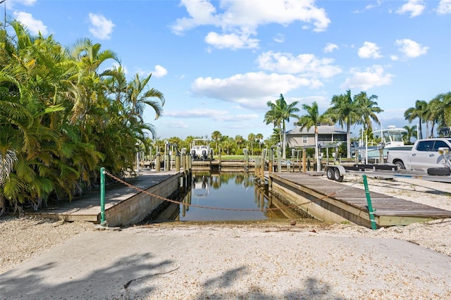 view of dock featuring a water view