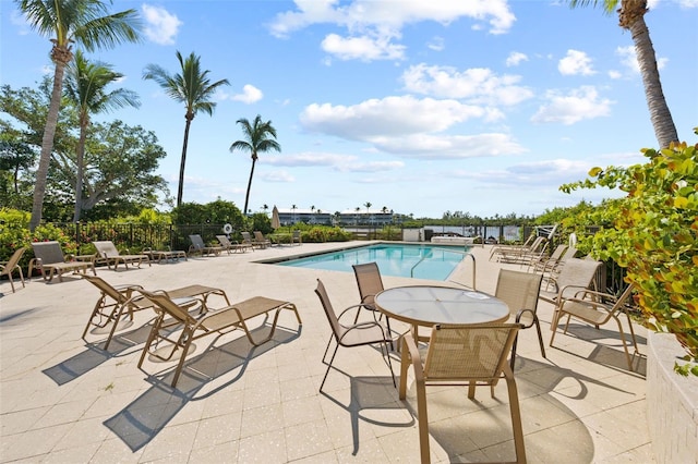 view of pool featuring a patio