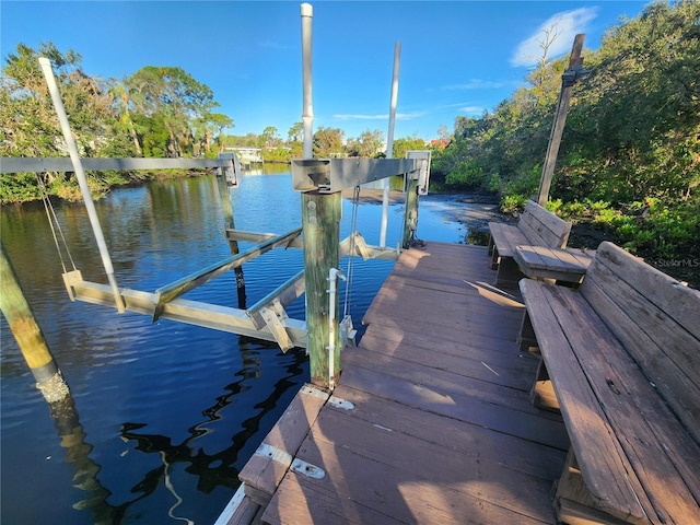 dock area featuring a water view