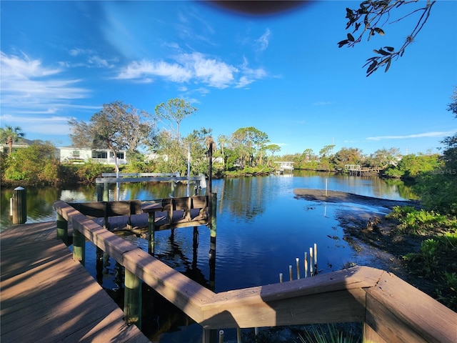 dock area featuring a water view