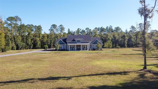 view of front facade with a porch and a front yard