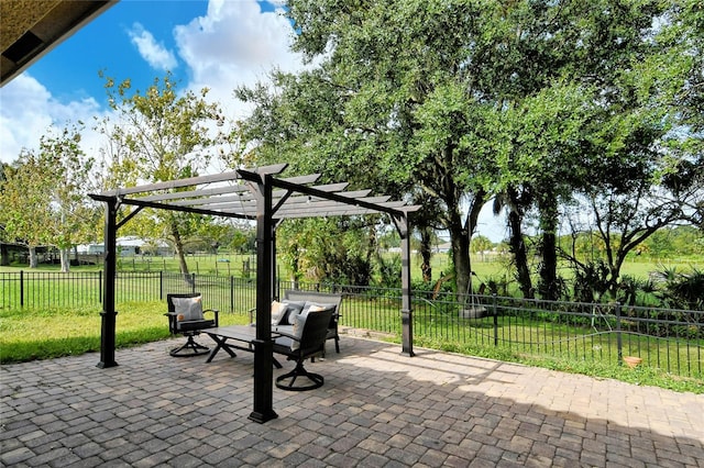 view of patio / terrace featuring a pergola