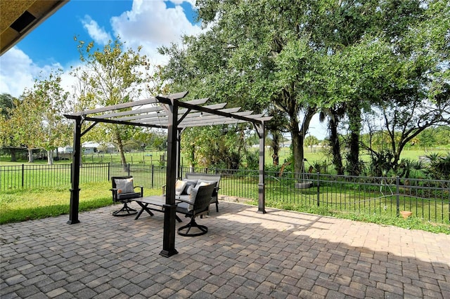 view of patio / terrace featuring a pergola