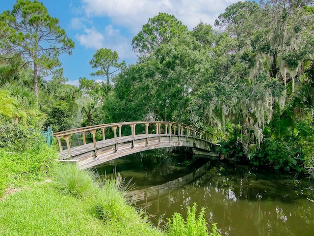 surrounding community with a water view