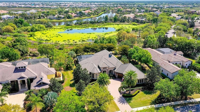 bird's eye view featuring a water view