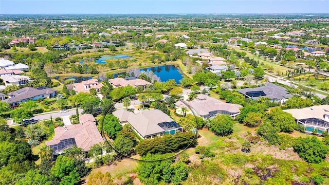 bird's eye view featuring a water view