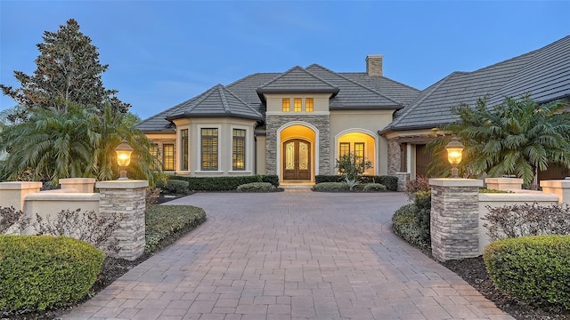 view of front of property featuring french doors