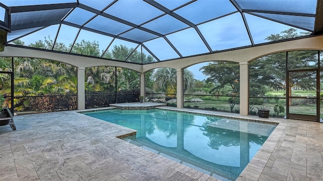 view of swimming pool featuring a patio area