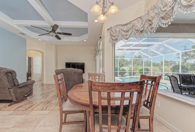 dining room featuring light wood-type flooring and ceiling fan