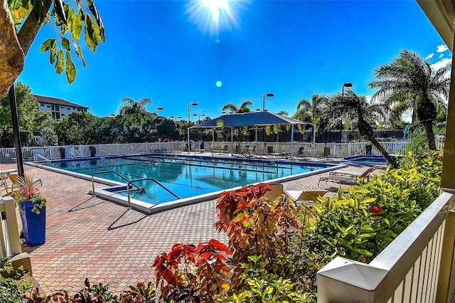 view of pool featuring a patio