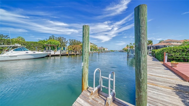 dock area featuring a water view