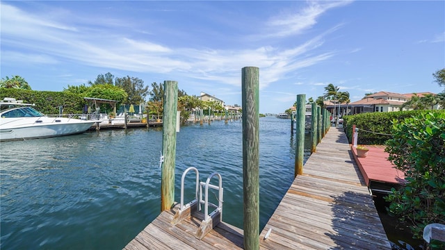 view of dock featuring a water view