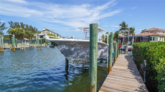 view of dock featuring a water view