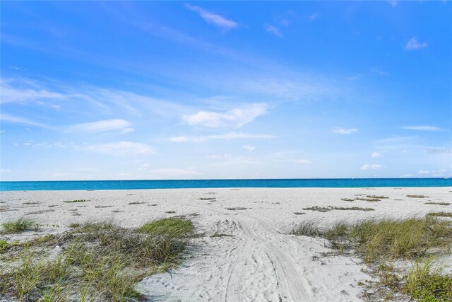 property view of water featuring a view of the beach