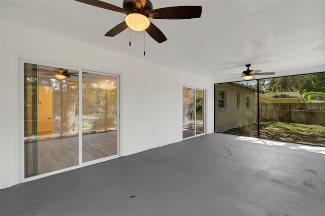 view of patio featuring ceiling fan