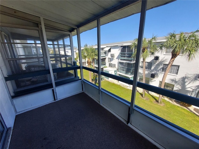 view of unfurnished sunroom