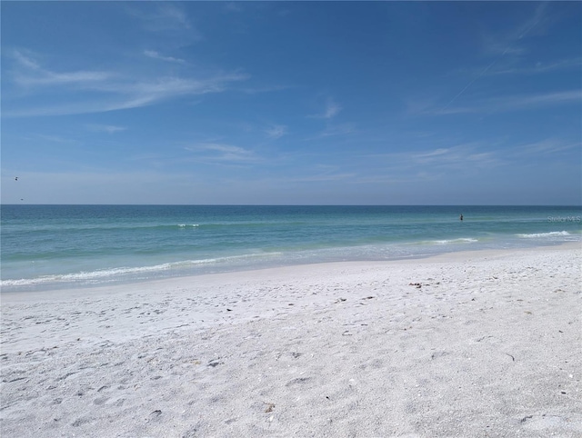 view of water feature with a view of the beach