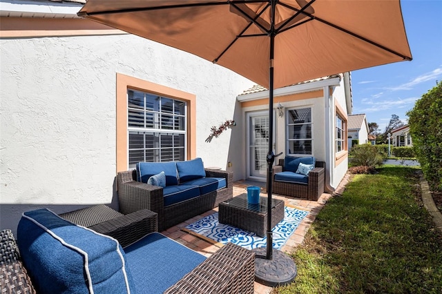 view of patio / terrace with an outdoor living space