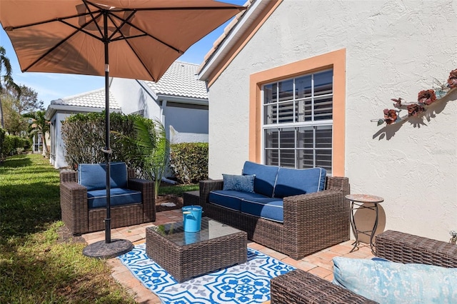 view of patio featuring an outdoor living space