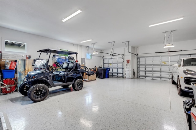 garage with a garage door opener