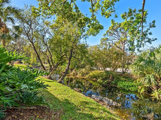 exterior space with a water view