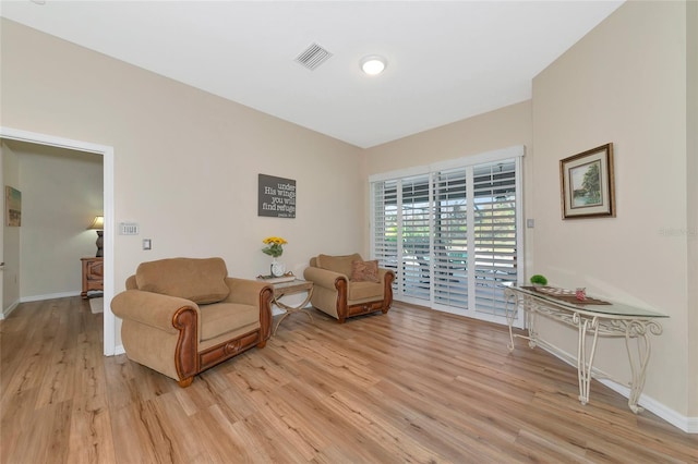 living area featuring light wood-type flooring