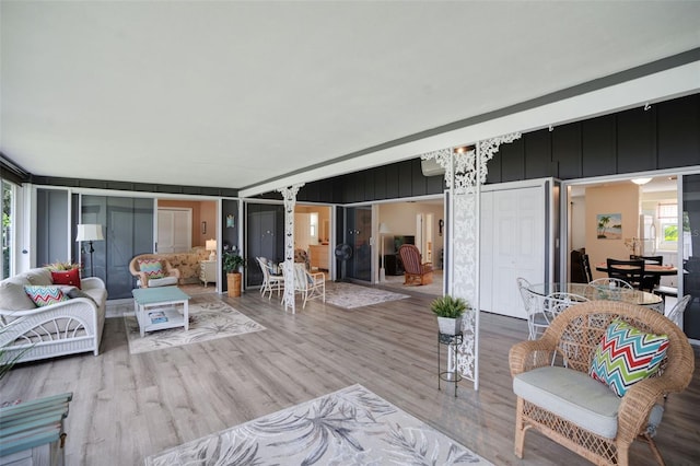 living room featuring light hardwood / wood-style floors