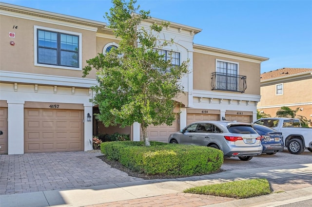 view of front of property with a garage