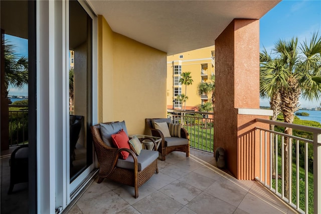 balcony with a water view