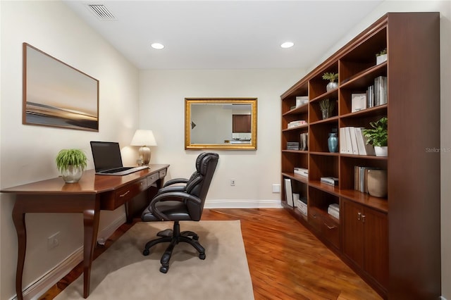 office featuring hardwood / wood-style flooring