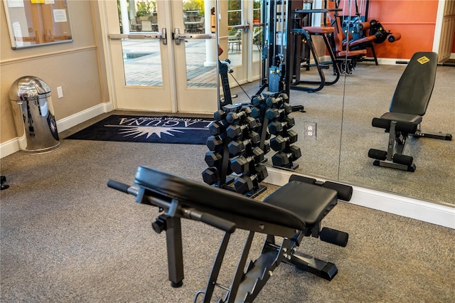 workout area with french doors